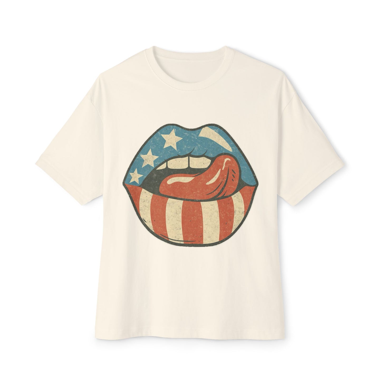 Women's Patriot lips 4th of July Oversized Tee