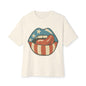 Women's Patriot lips 4th of July Oversized Tee