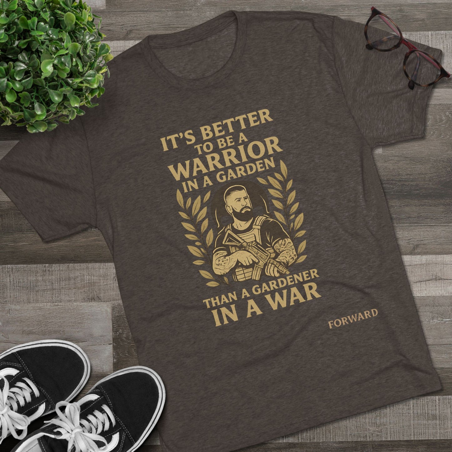Warrior in a garden forward