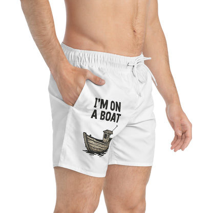 Men's on a boat swim