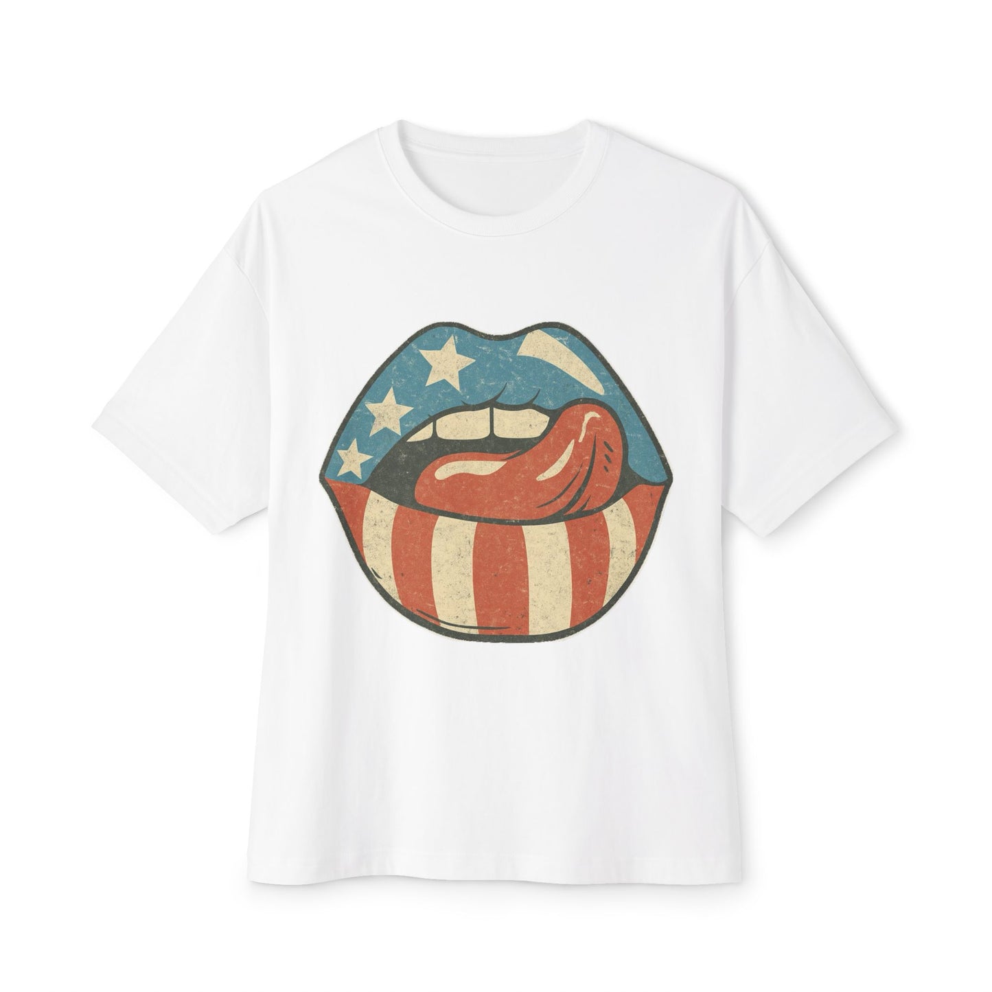 Women's Patriot lips 4th of July Oversized Tee