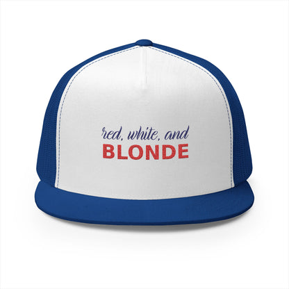 Red White and Blonde trucker hat