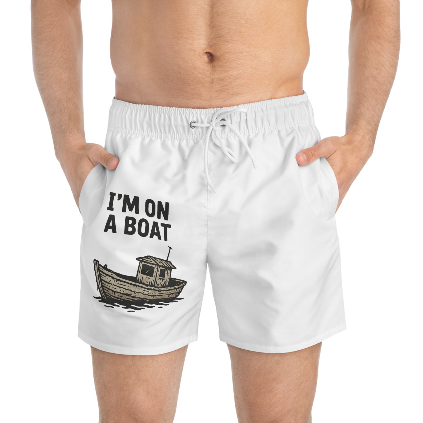 Men's on a boat swim