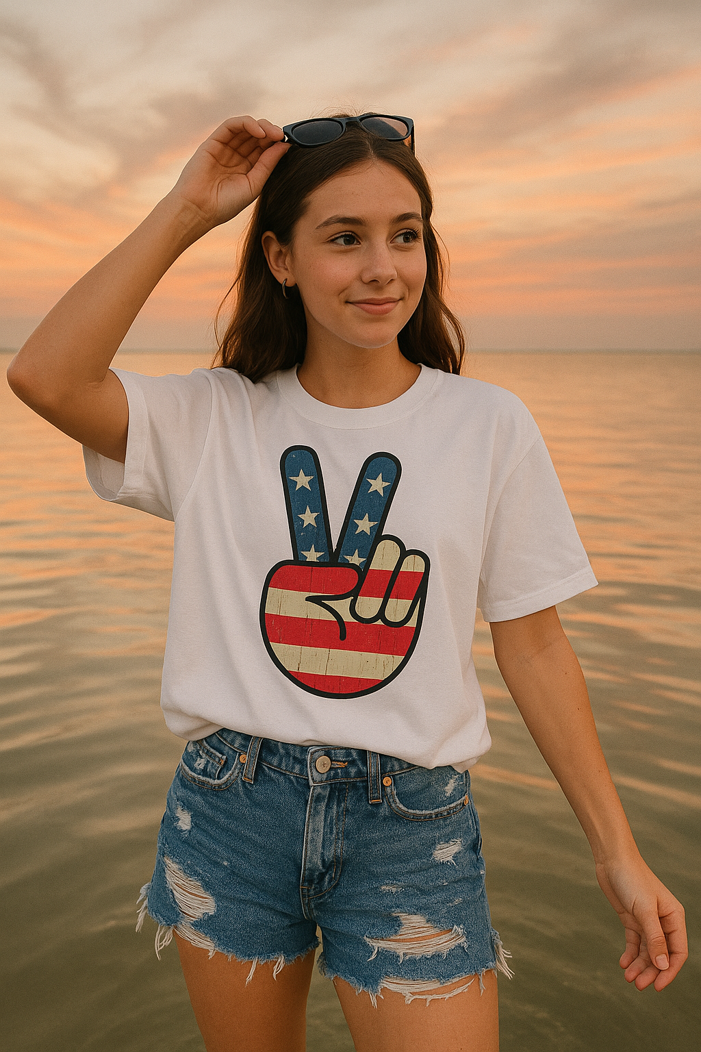 Women’s peace 4th of July Oversized Tee